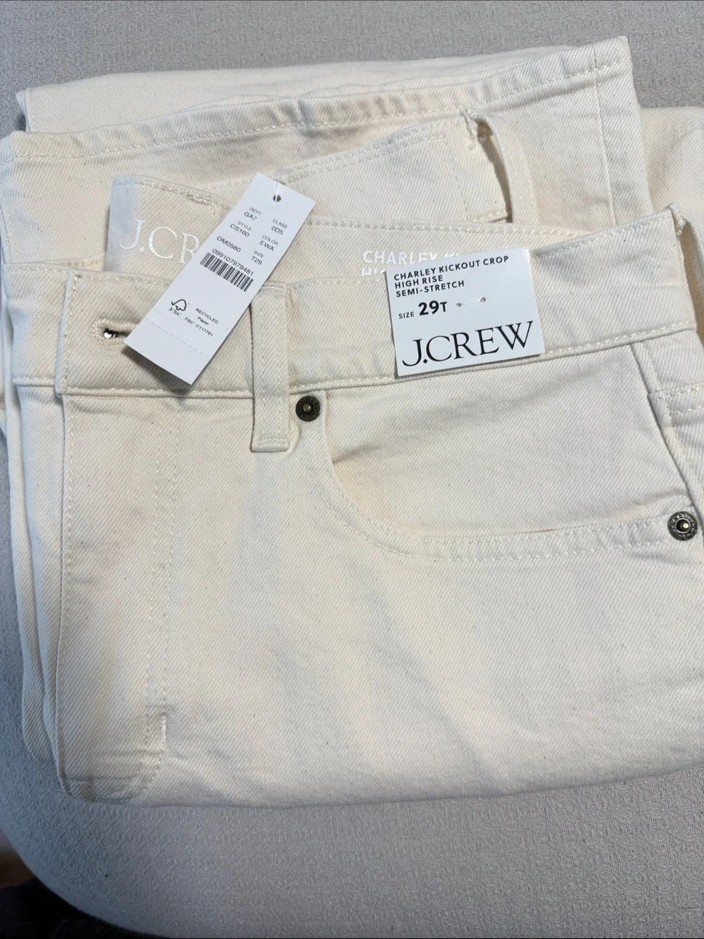 J. Crew Women’s Charley Kickout Crop Jeans in Off-White